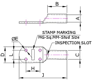 Copper Four Hole Transformer Terminal End (MGFT Series) — Copper, IEC 61238/BS Standards — alternate view