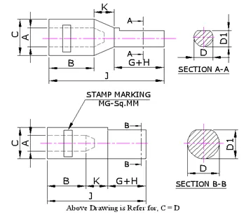 Aluminium Reducer Type Terminal Ends (MGWAP - Series) — Aluminium, Indian Standards — alternate view