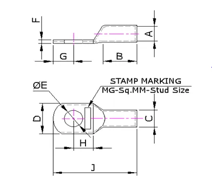 Copper Tubular Terminal Ends Medium Duty Long Barrel (MGCEB Series) — Copper, Indian Standards — alternate view