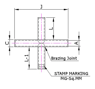 Copper Cross Connector (MGCC Series) — Copper, Indian Standards — alternate view