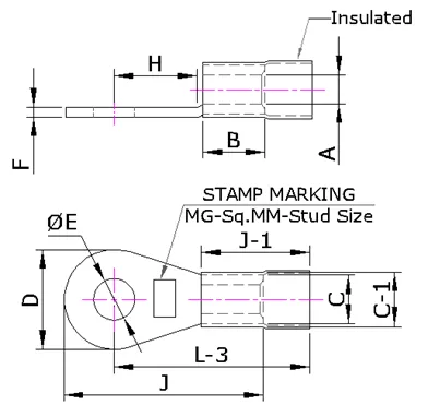 Ring Insulated Lug (MGRI Series) — Copper, Indian Standards — alternate view