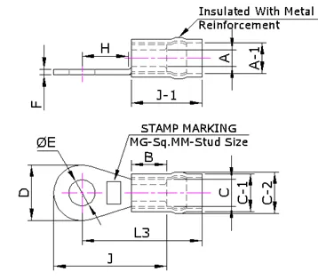 Ring Metal Reinforcement Lug (MGRR Series) — Copper, Indian Standards — alternate view