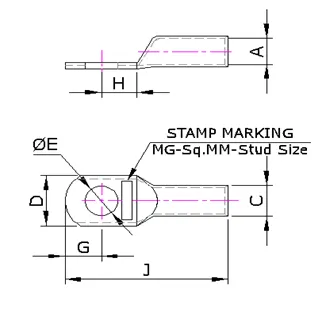 Copper Tubular Terminal Ends for High Voltage 33KV (MGVCT Series) — Copper, Indian Standards — alternate view
