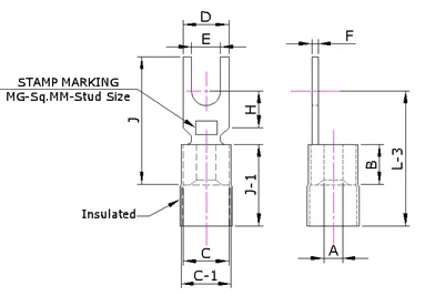Fork Insulated Lug (MGFI Series) — Copper, Indian Standards — alternate view