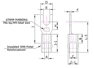 Fork Metal Reinforcement Lug (MGFR Series) — Copper, Indian Standards — alternate view