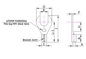 Fork ‘U’ Type Non-Insulated Lug (MGU Series) — Copper, Indian Standards — alternate view