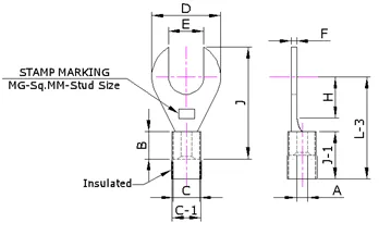 Fork ‘U’ Type Insulated Lug (MGUI Series) — Copper, Indian Standards — alternate view