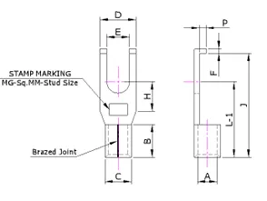 Fork Hook Type Non-Insulated Lug (MGFH Series) — Copper, Indian Standards — alternate view