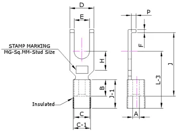 Fork Hook Type Insulated Lug (MGFHI Series) — Copper, Indian Standards — alternate view