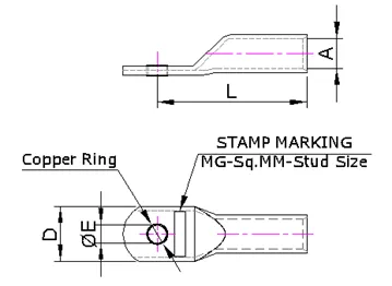 Aluminium-Copper Bi-Metal Terminals with Copper Ring — Copper, Indian Standards — alternate view