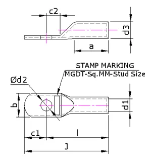 Copper Tubular Terminal as per DIN 46235 Compression cable lugs (MGDT Series) — Copper, DIN Standards — alternate view